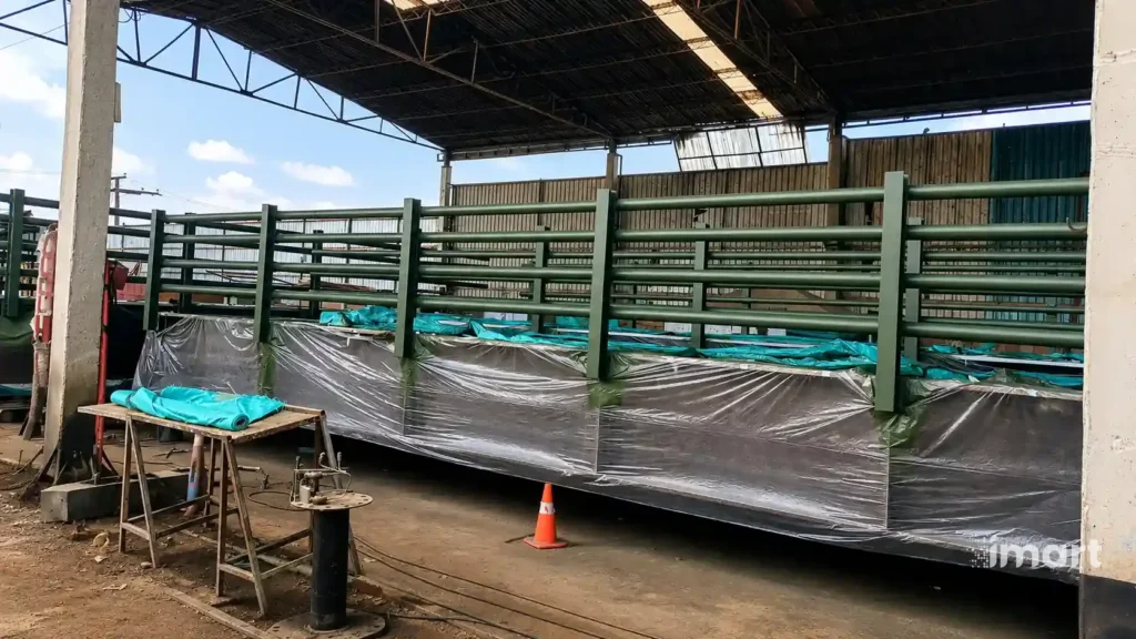 Elementos estructurales embalados y listos para transporte a obra.